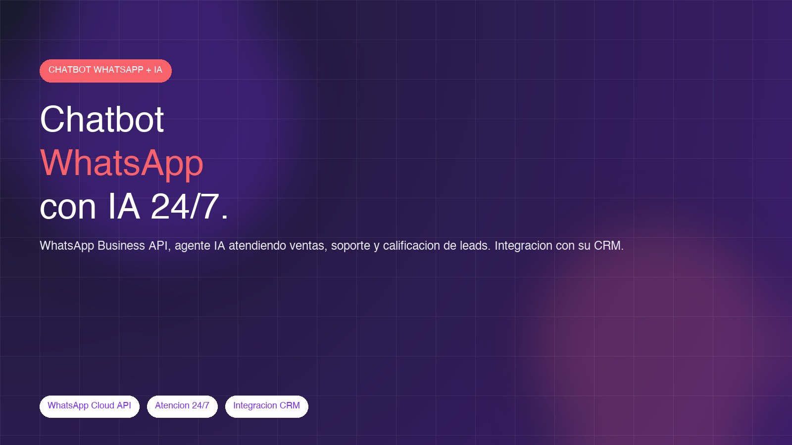 Chatbot WhatsApp Business con IA en Colombia: atención 24/7, integración con CRM y calificación de leads — Mentora