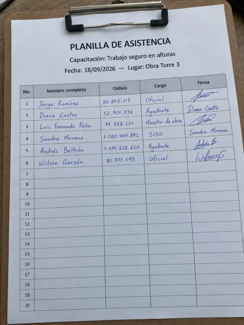 Foto de ejemplo: planillas y tablas a excel
