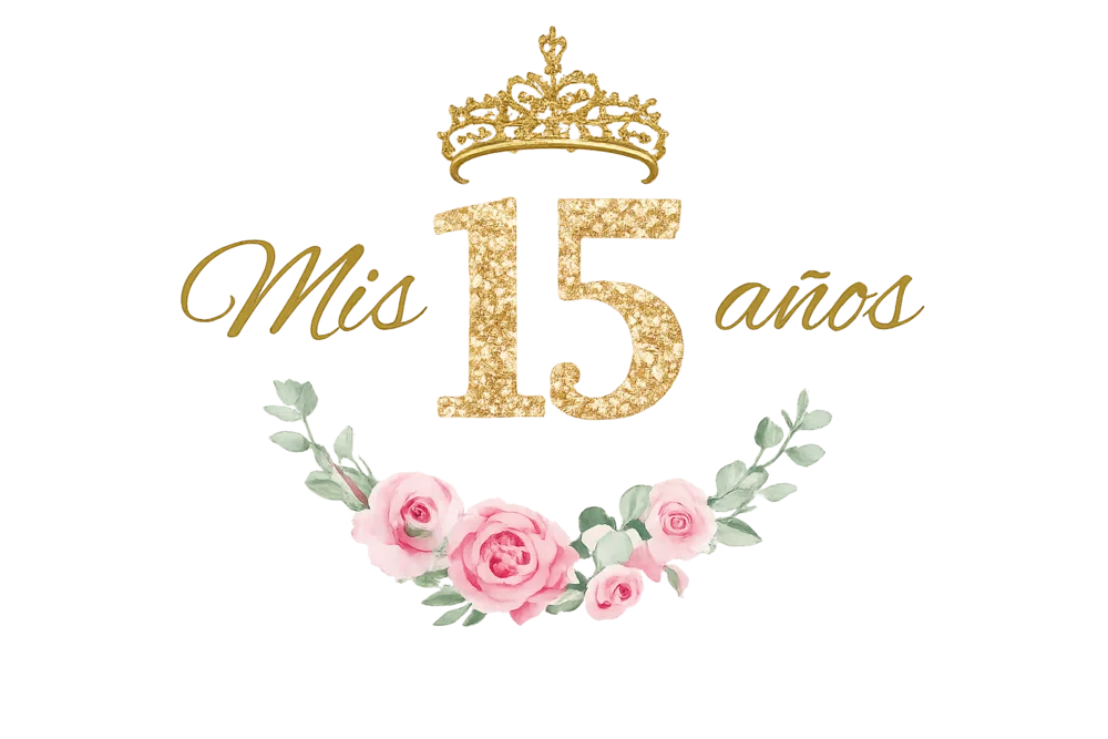 Mis 15 años, corona dorada con rosas