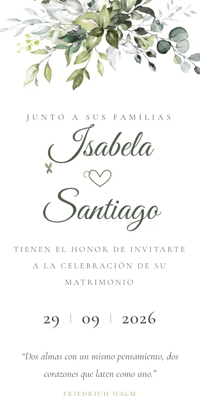 Diseño Eucalipto — invitación de boda elegante